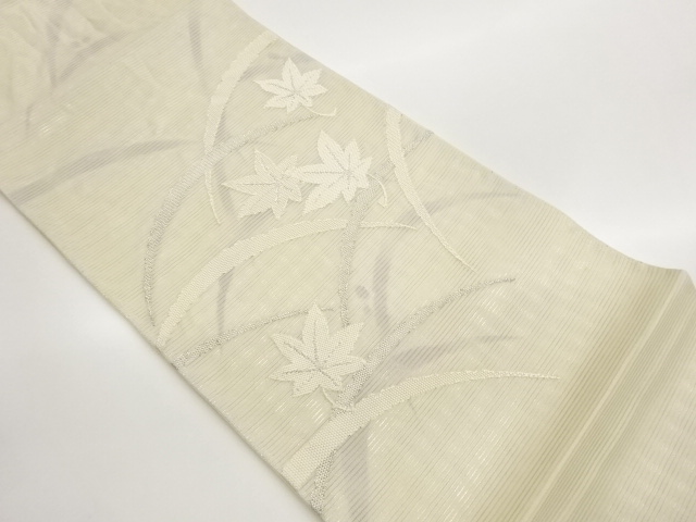 JAPANESE FUKURO OBI FOR SUMMER / WOVEN MAPLE LEAVES